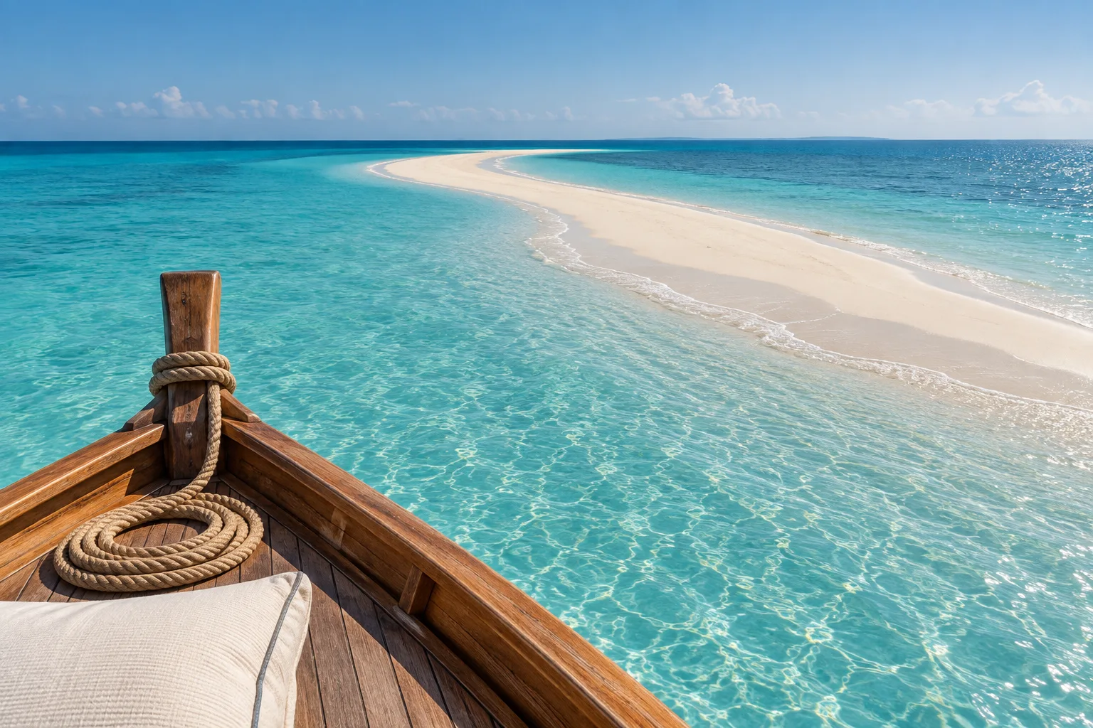 Imagined dhow approaching a sandbank